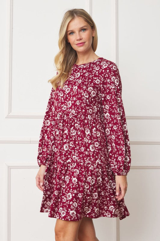 Floral Crew Neck Midi Dress by EG fashion | Fleurcouture