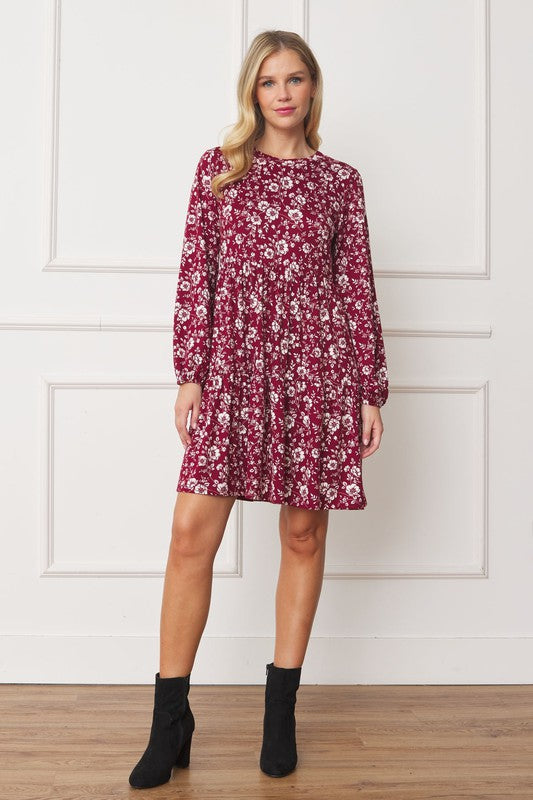 Floral Crew Neck Midi Dress by EG fashion | Fleurcouture