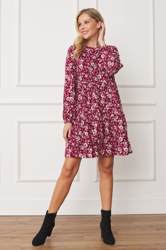 Floral Crew Neck Midi Dress by EG fashion | Fleurcouture