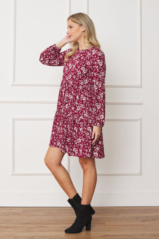 Floral Crew Neck Midi Dress by EG fashion | Fleurcouture