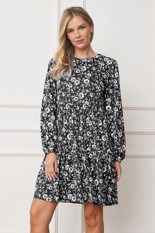 Floral Crew Neck Midi Dress by EG fashion | Fleurcouture