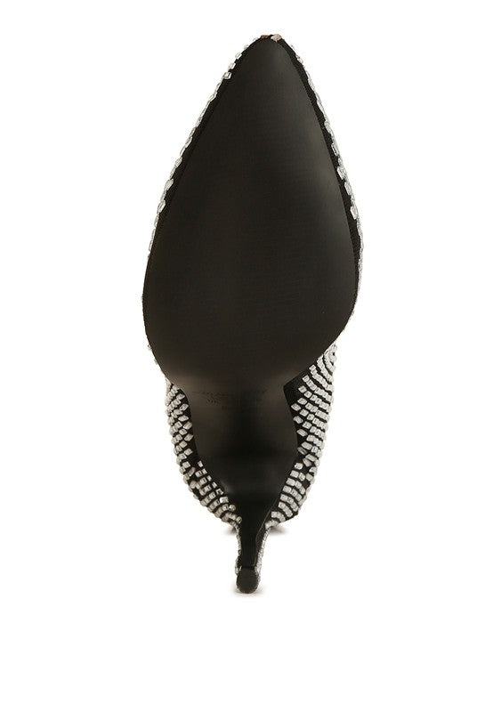 Fortunate Rhinestones Embellished Mesh Boots by Rag Company | Fleurcouture