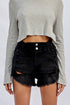 Frayed Black Shorts BLACK XS by Denim Lab USA | Fleurcouture