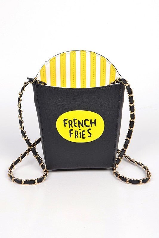 French Fries Crossbody Swing Clutch Black O/S by Artini Accessories | Fleurcouture