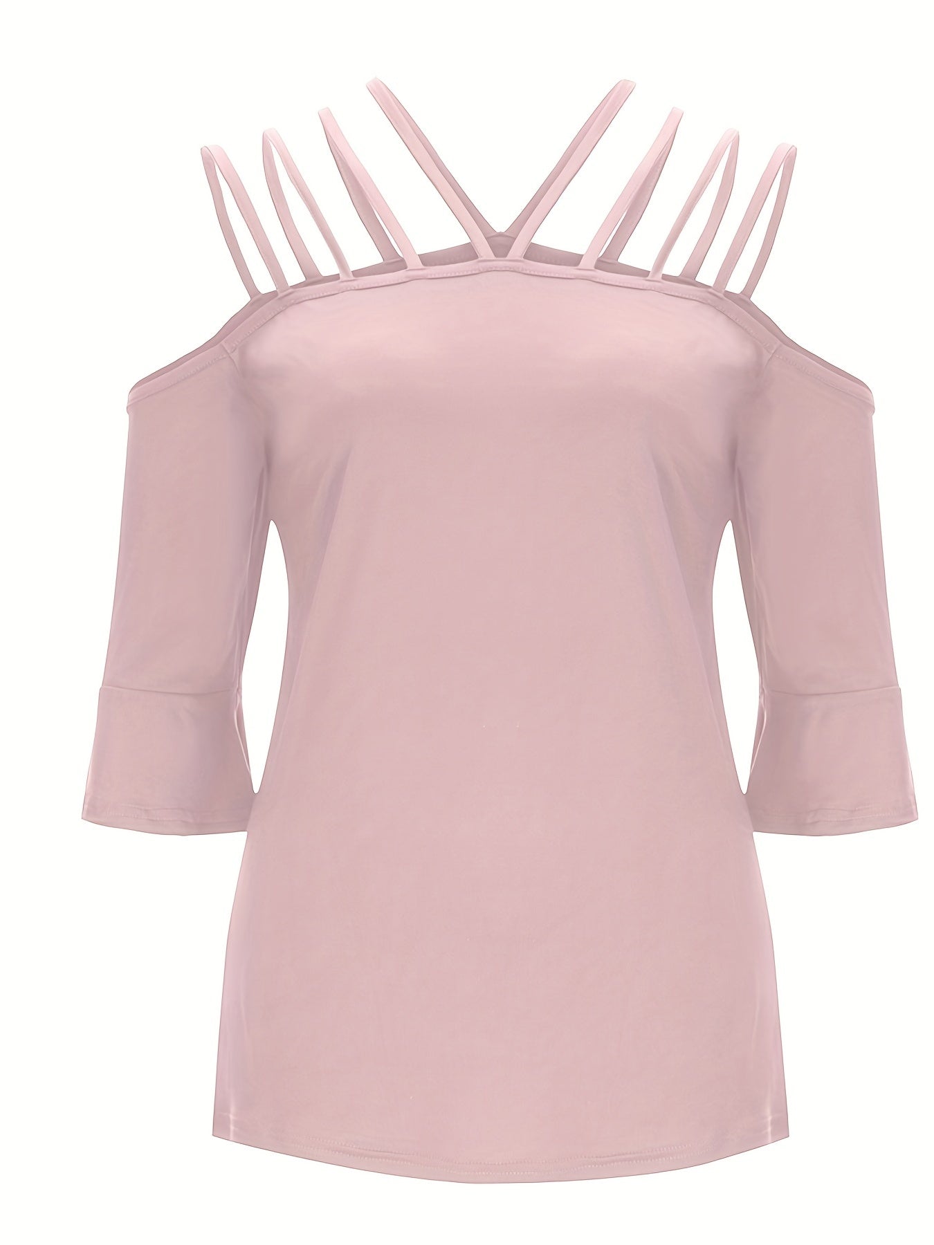 Full Size Cold Shoulder Three-Quarter Sleeve Blouse Women&