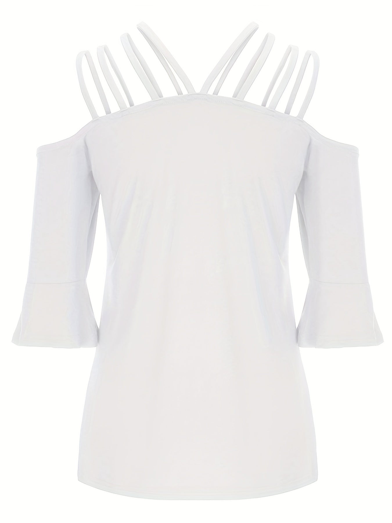 Full Size Cold Shoulder Three-Quarter Sleeve Blouse Women&