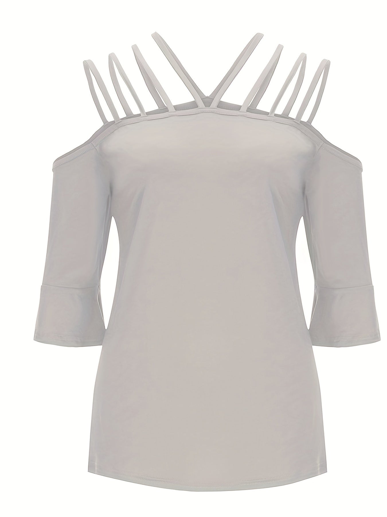 Full Size Cold Shoulder Three-Quarter Sleeve Blouse Women&