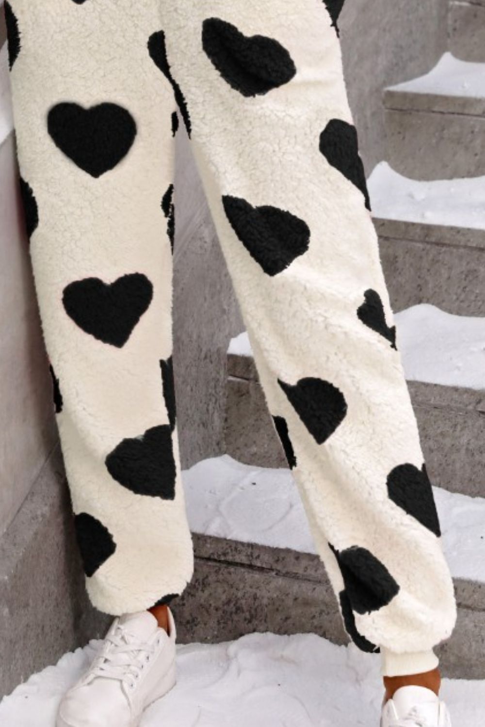 Fuzzy Heart Zip Up Hooded Lounge Jumpsuit Loungewear by Trendsi | Fleurcouture