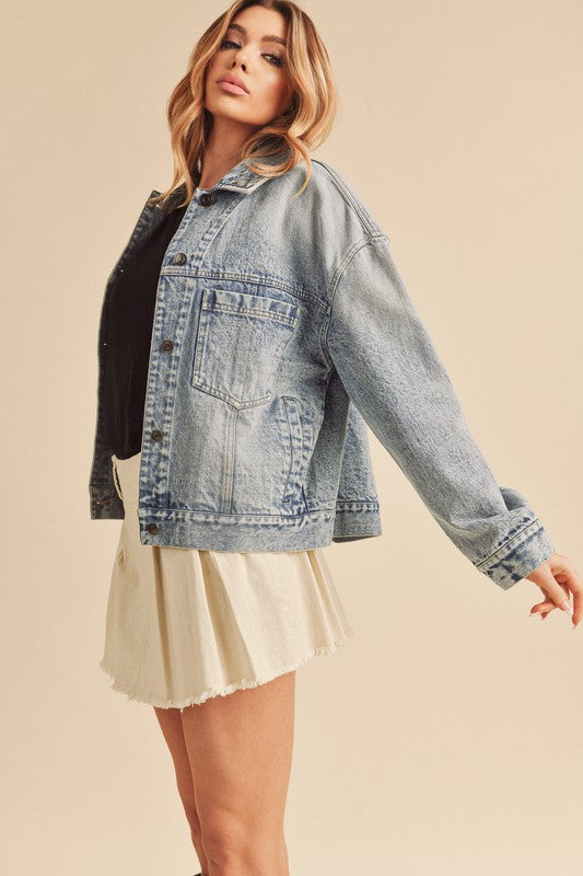 Gayla Denim Jacket DENIM S by Aemi + Co | Fleurcouture