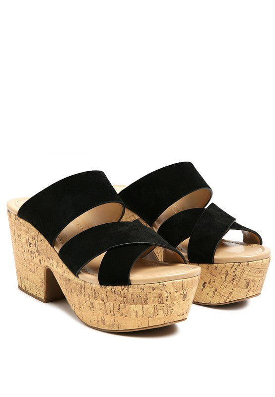 GERD BLOCK HEELED SUEDE SLIP-ON SANDAL Black 6 by Rag Company | Fleurcouture