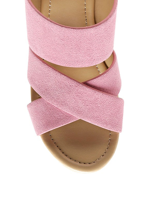 GERD BLOCK HEELED SUEDE SLIP-ON SANDAL by Rag Company | Fleurcouture