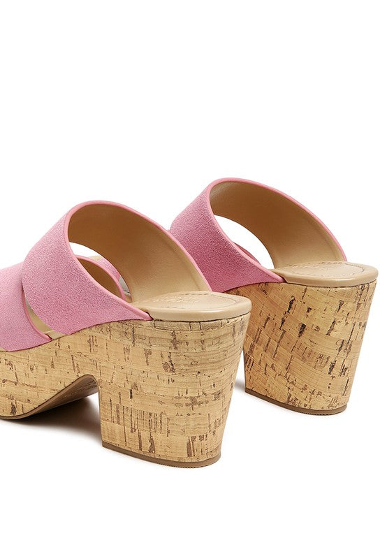 GERD BLOCK HEELED SUEDE SLIP-ON SANDAL by Rag Company | Fleurcouture