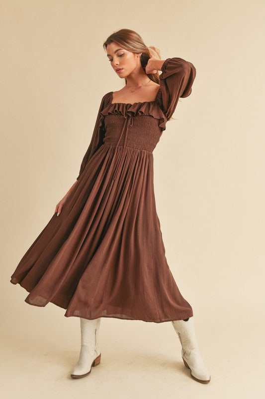 Geri Dress CHOCOLATE S by Aemi + Co | Fleurcouture