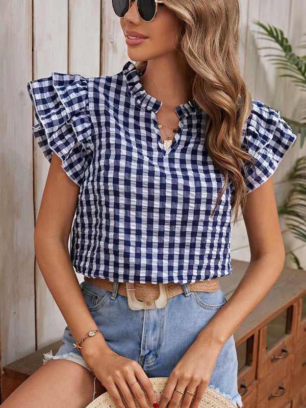 Gingham blouse Red by Miss Sparkling | Fleurcouture