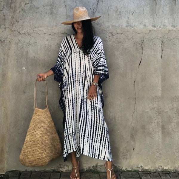 Gio Wide Dress & Beach Cover Up BlackandWhite OS by ClaudiaG Collection | Fleurcouture
