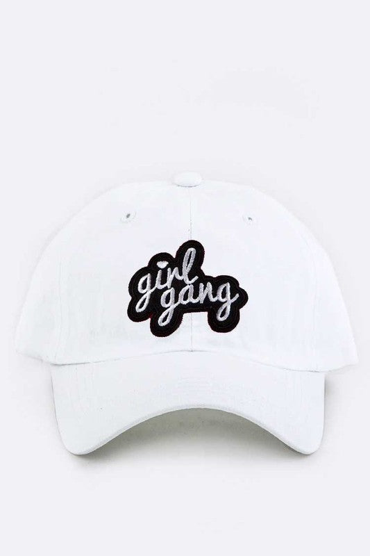 Girl Gang Embroidery Cotton Cap O/S by Artini Accessories | Fleurcouture