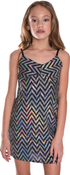 GIRLS SPARKLE STRIPE DRESS Copper S by Cheryl Creations | Fleurcouture