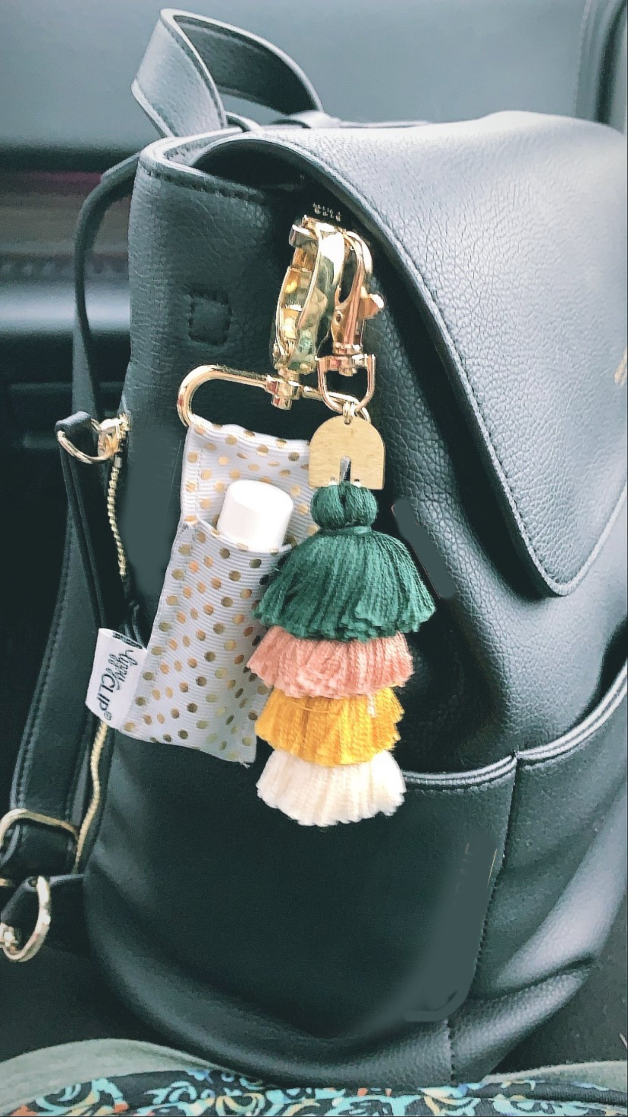 Gold Dots on Grey LippyClip® Lip Balm Holder Retail by LippyClip® | Fleurcouture