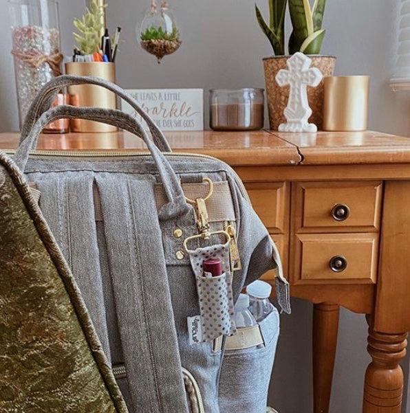 Gold Dots on Grey LippyClip® Lip Balm Holder Retail by LippyClip® | Fleurcouture