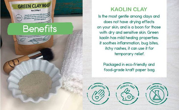 Green Clay Mask As shown One Size by BeNat | Fleurcouture