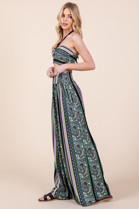 Halter Crop Top Boho Print by Orange Farm Clothing | Fleurcouture