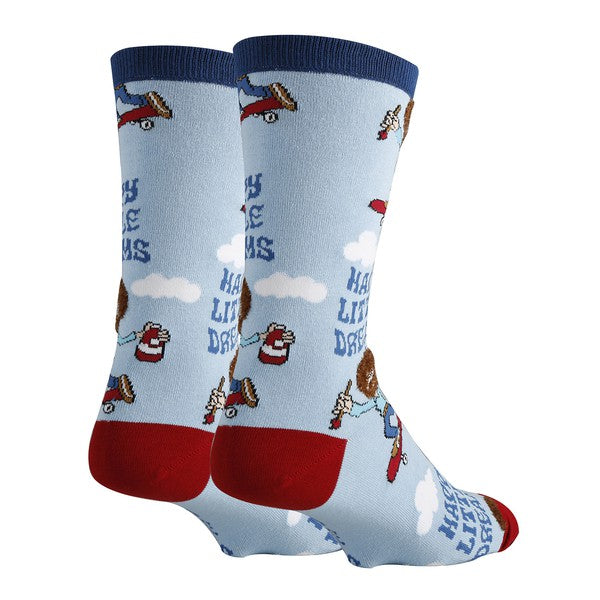 Happy Little Dreams - Mens Crew Socks blue MS by Oooh Yeah Socks | Fleurcouture