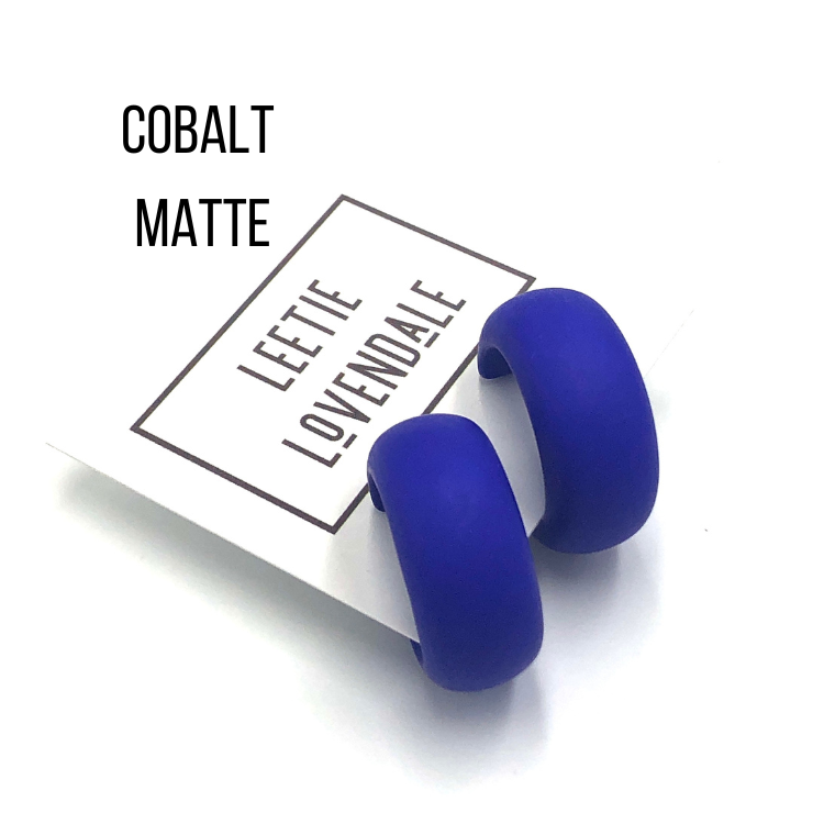 Haskell Hoop Earrings Cobalt Matte Haskell Hoops by Leetie Lovendale | Fleurcouture