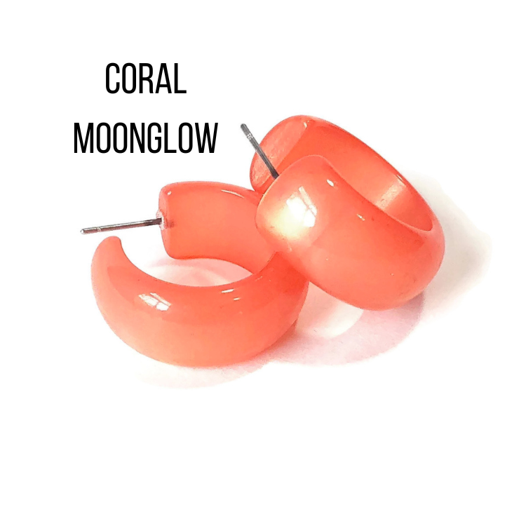 Haskell Hoop Earrings Coral Moonglow Haskell Hoops by Leetie Lovendale | Fleurcouture