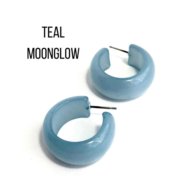 Haskell Hoop Earrings Teal Moonglow Haskell Hoops by Leetie Lovendale | Fleurcouture