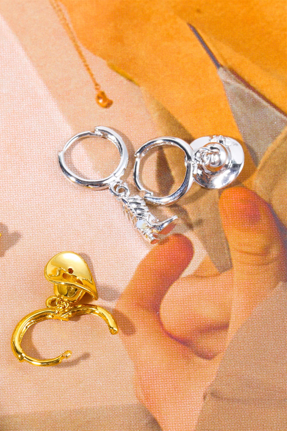 Hat & Boot Shape Asymmetrical Copper 14K Gold Plated Earrings One Size Jewelry by Trendsi | Fleurcouture