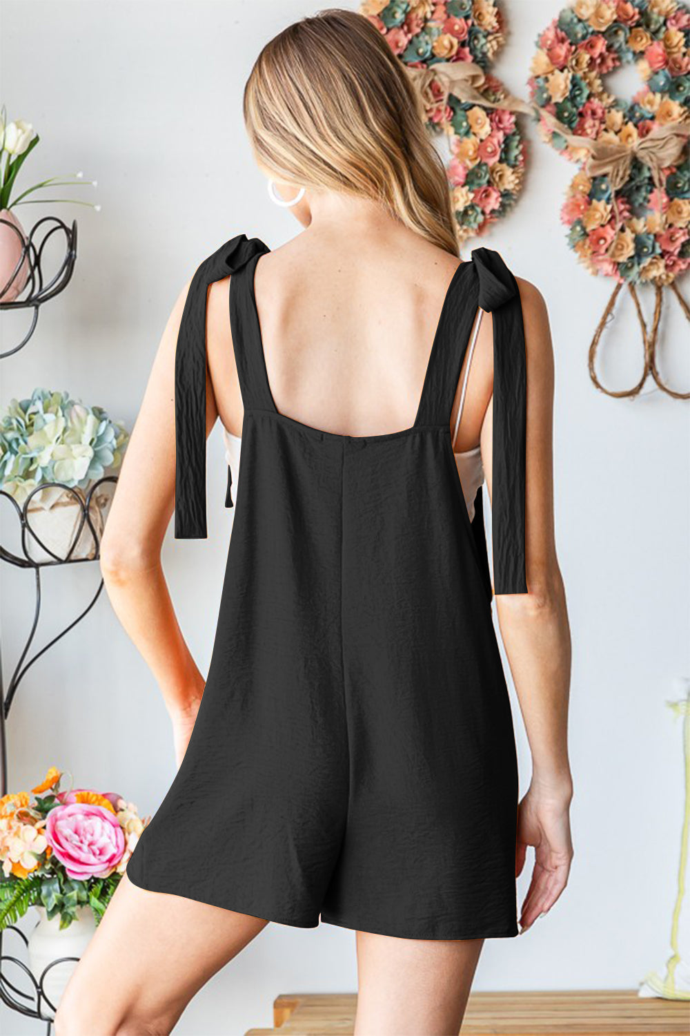 Heimish Full Size Sleeveless Romper with Pockets Black Rompers by Trendsi | Fleurcouture