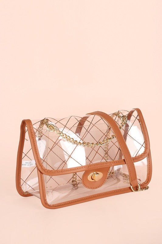 HIGH QUALITY QUILTED CLEAR PVC BAG Os by Bella Chic | Fleurcouture