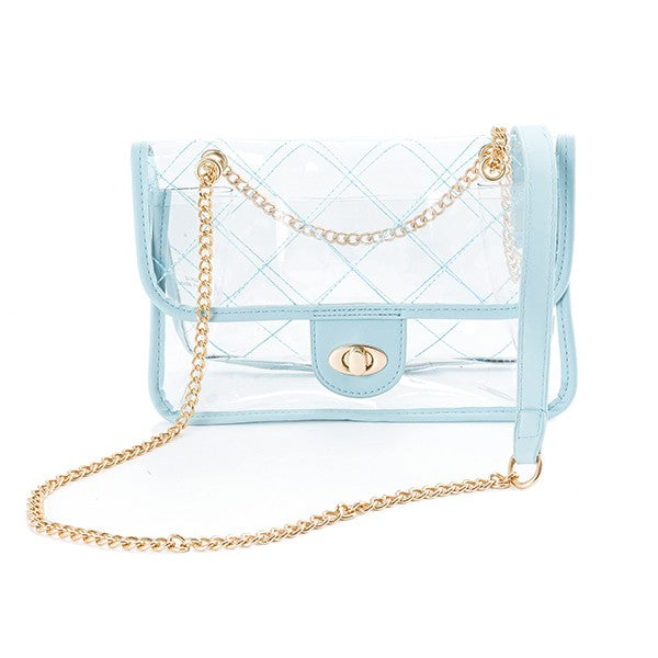 HIGH QUALITY QUILTED CLEAR PVC BAG Os by Bella Chic | Fleurcouture