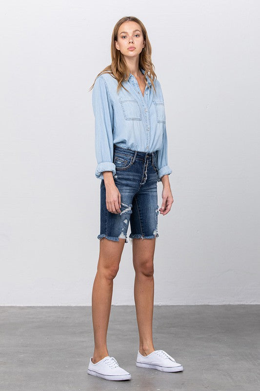 HIGH RISE BERMUDA SHORTS DARK by Insane Gene | Fleurcouture