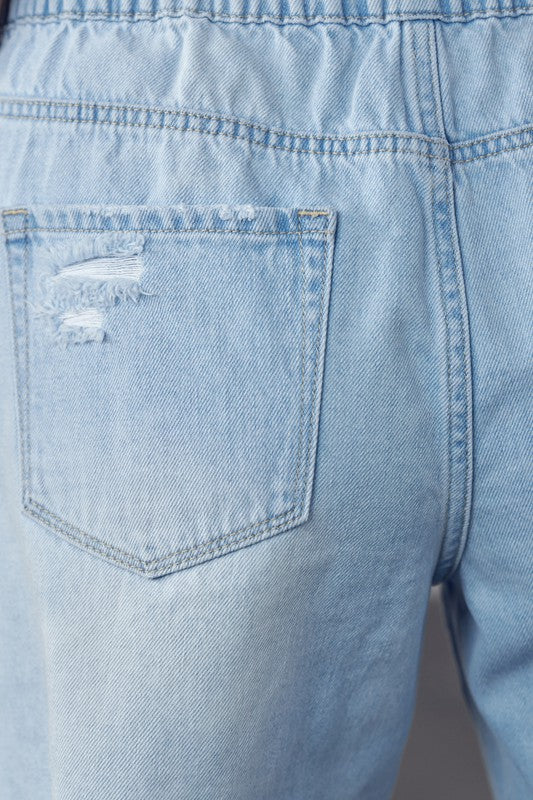 High Rise Drawstring Shorts LIGHT by Denim Lab USA | Fleurcouture