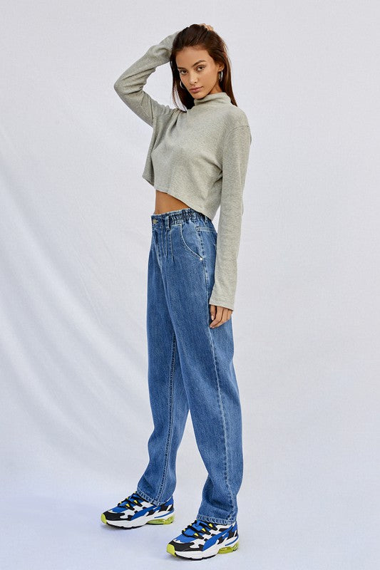 HIGH RISE PLEATED MOM JEANS MEDIUM by Insane Gene | Fleurcouture
