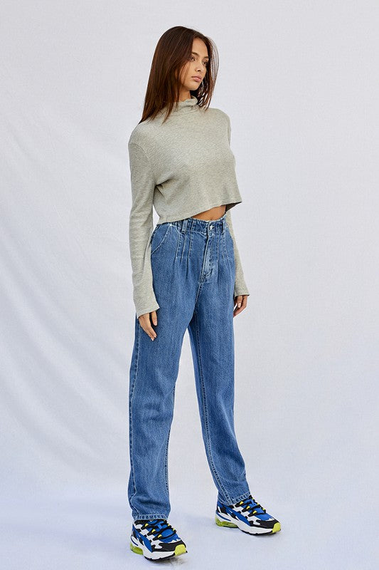 HIGH RISE PLEATED MOM JEANS MEDIUM by Insane Gene | Fleurcouture