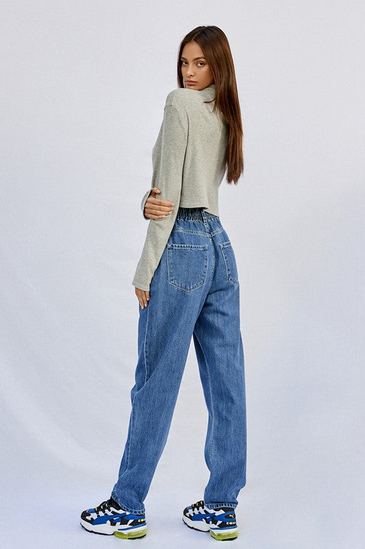 HIGH RISE PLEATED MOM JEANS MEDIUM by Insane Gene | Fleurcouture