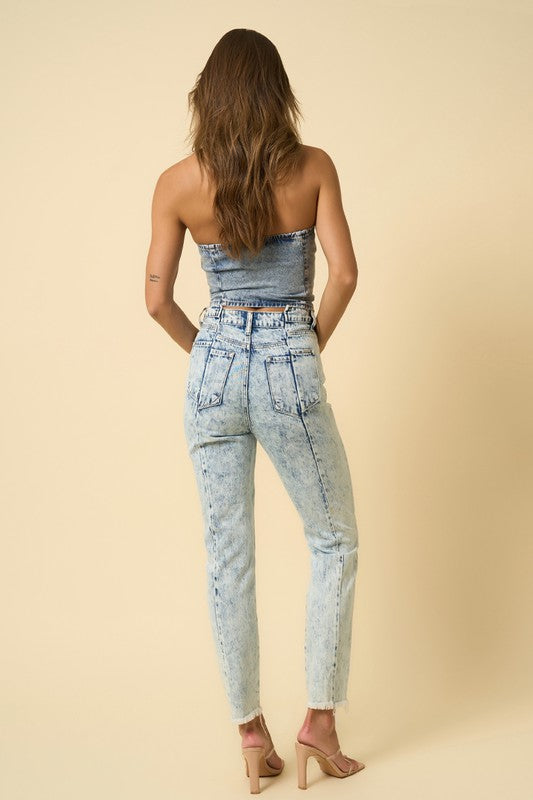 HIGH RISE SLIM TAPERED JEANS LIGHT by Insane Gene | Fleurcouture