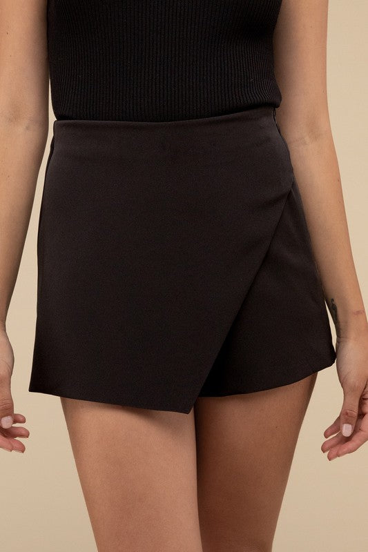 High Waist Asymmetrical Skort BLACK S by Love Tree | Fleurcouture