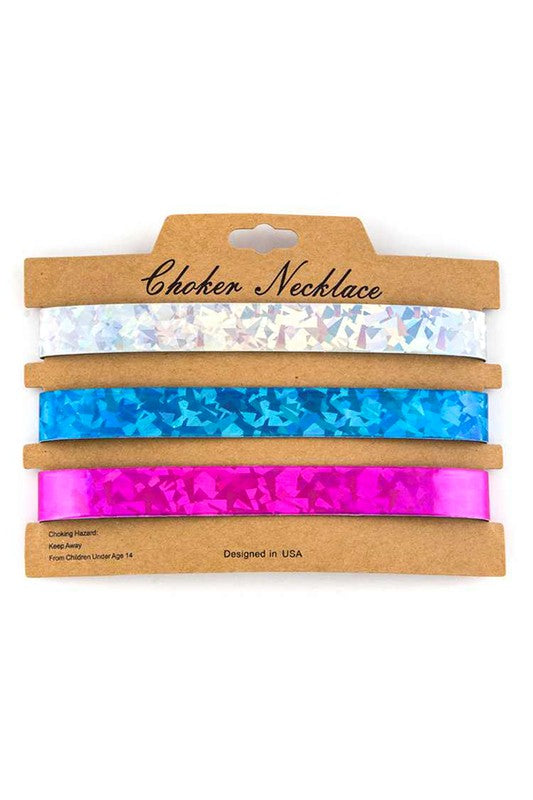 Holographic Choker Necklaces Set Multi O/S by LA Jewelry Plaza | Fleurcouture