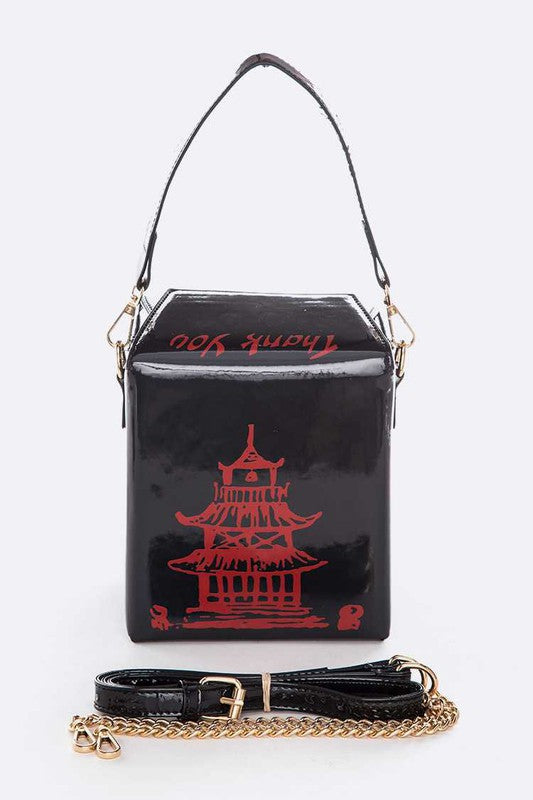 Holographic Iconic Chinese Take Out Box Clutch Black O/S by Artini Accessories | Fleurcouture