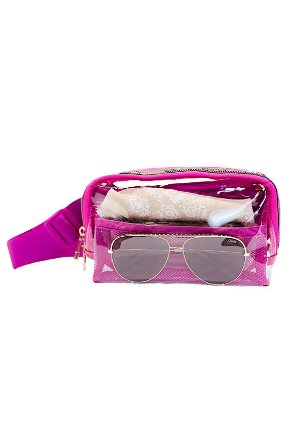 Hot Pink Clear Adjustable Belt Bag WS 600 Accessories by Nash Grey Wholesale | Fleurcouture
