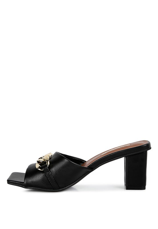 Hotshot Mid Heel Chain Detail Sandals by Rag Company | Fleurcouture