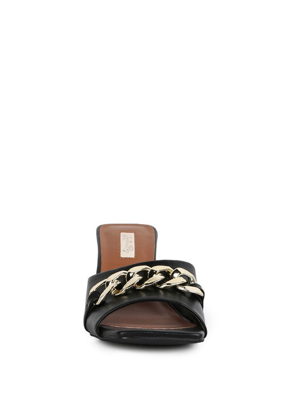 Hotshot Mid Heel Chain Detail Sandals by Rag Company | Fleurcouture