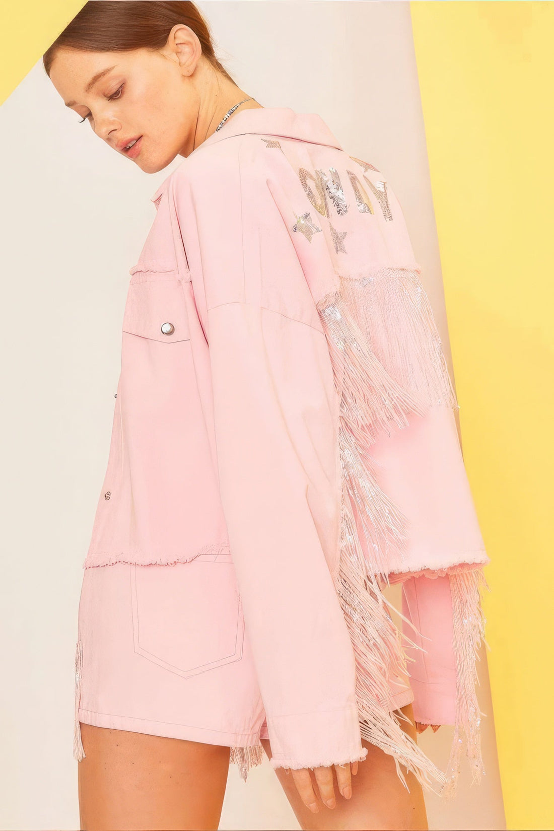 Howdy Sequin Fringe And Star Patches Jacket by Fleurcouture | Fleurcouture