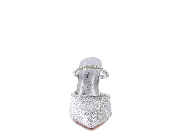 IRIS Glitter Spool Heel Sandal by Rag Company | Fleurcouture