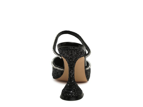 IRIS Glitter Spool Heel Sandal by Rag Company | Fleurcouture