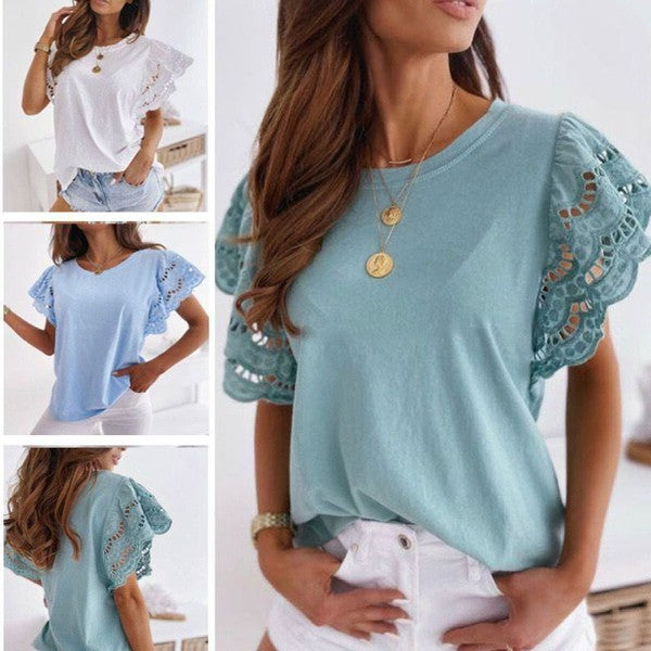 Jasmine Lace Top Blue by ClaudiaG Apparel | Fleurcouture