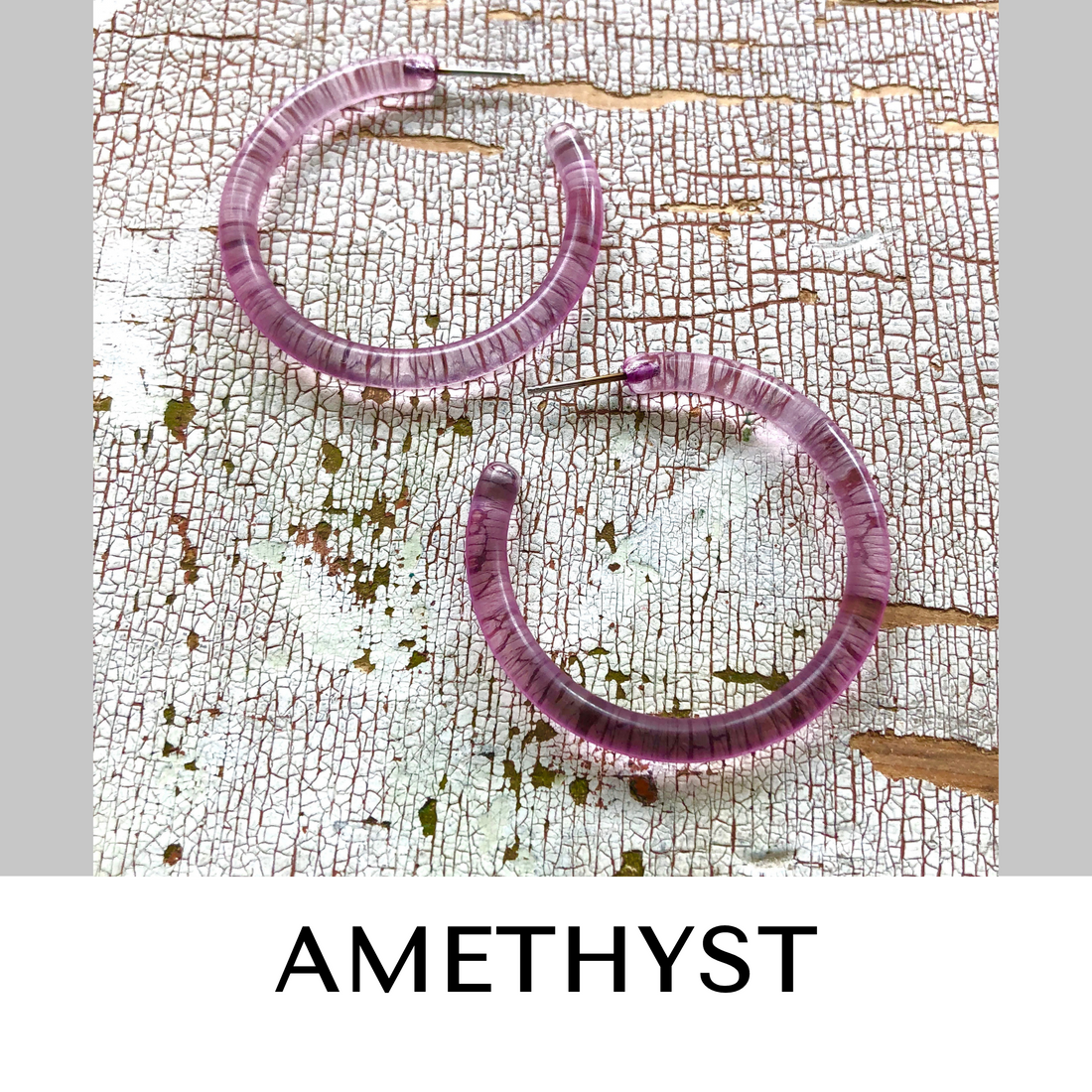 Jelly Tube Hoop Earrings - Large 1.5" Amethyst Large Tube Hoops by Leetie Lovendale | Fleurcouture